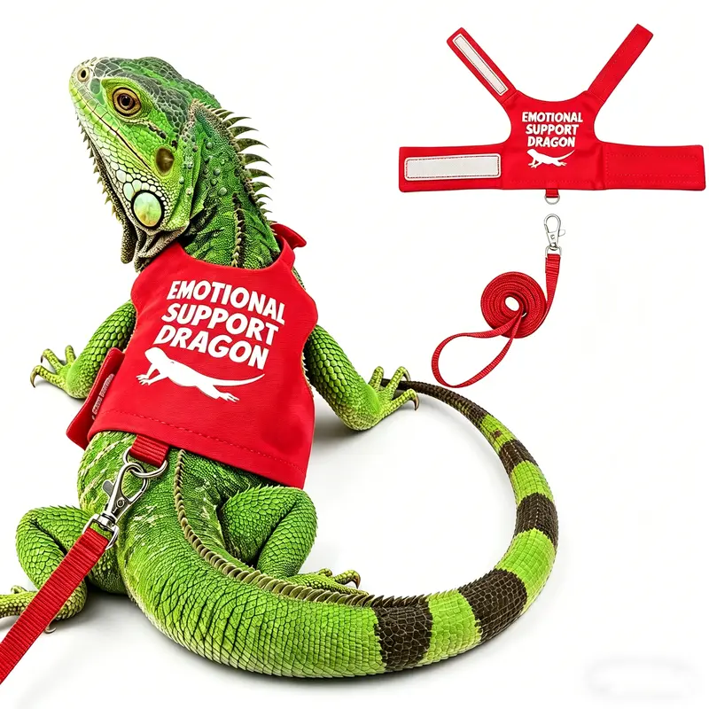 Bearded Dragon Reptile Harness & Leash Set - Knight Print, Escape-Proof, Adjustable Length, Skin-Soft Material, 5ft Leash with Secure Buckle, 4.5"-7" Neck, 6.4"-8.6" Chest, for Secure Walks (Small Animal Collars & Harnesses)