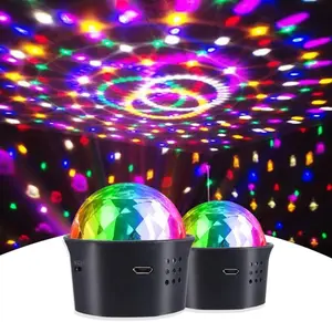 Mini Disco Ball Light Sound Activated Multicolor Disco Party Lights, USB Rechargeable Battery DJ Strobe Lights, Led Disco Ball Lights for Dance Parties - 2 Pack