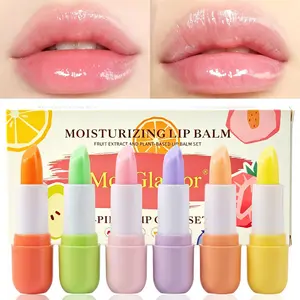 6Pcs MooGlamor Juicy Fruit Moisturizing Lip Balm Set Long Lasting Deep Hydration Lipstick Natural Gentle Daily Lip Care Soothing Nourishing Makeup Cosmetics DealsForYouDays