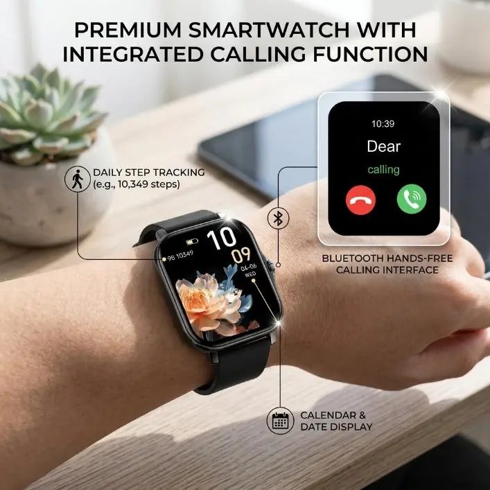 This smartwatch for men and women features a clear screen for making and receiving calls, and is a health tracker that monitors heart rate, sleep, blood pressure, and blood oxygen saturation. It also supports multiple sports modes and is water-resistant.