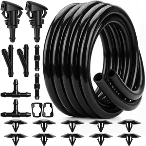 21PCS Windshield Washer Hose Kit, 13FT Washer Fluid Tubing with Connectors & Nozzles Fix Washer System Fast, Restore Clear Visibility, Universal Fit for Most Vehicles