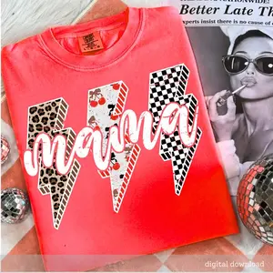 Comfort Colors® Trendy Mama tshirt, Leopard Checker Cherry Letters , Cute Retro Mom Shirt