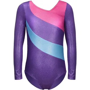 KF5-CPA029 Long Sleeve Gymnastics Leotards for Girls Gymnastics Ballet Outfit Dance Leotard for Kids Girls Toddler 2-14 Years