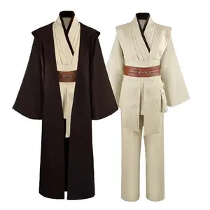Obi Wan Kenobi Men's Costume Robe Adult Male Jedi Knight Tunic Costume Hooded Uniform Full Set Halloween Cosplay Cloak