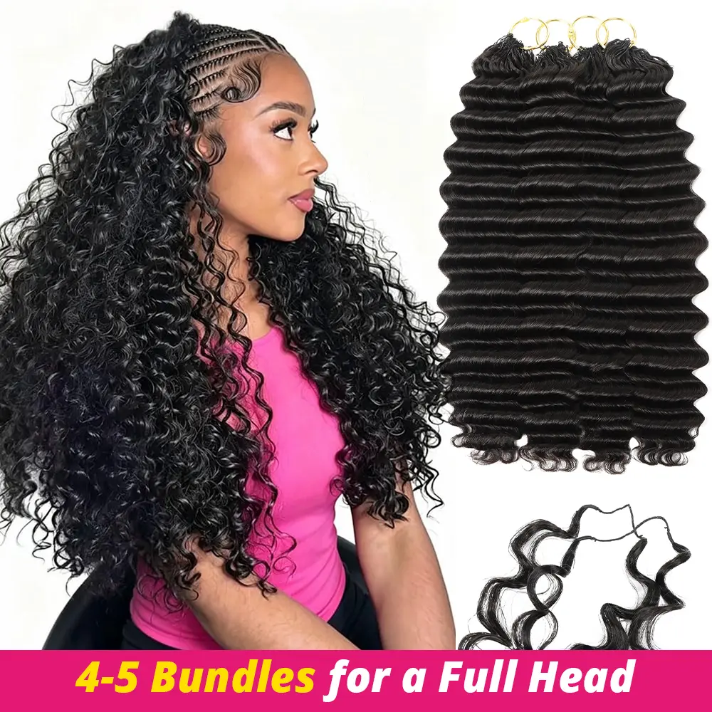 Deep Wave Crochet Human Hair For Mircale Knots Burmese Deep Wave Human Hair Feather Crochet Human Hair Extensions for Boho Braids