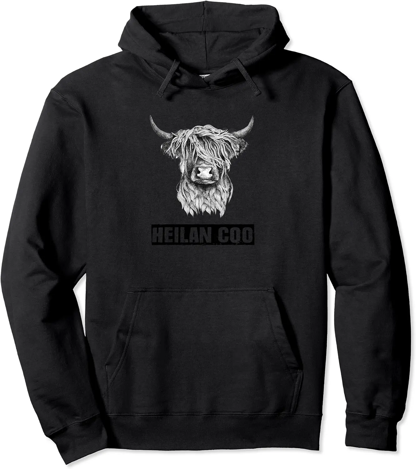 Highland Cow - Hand Drawn Illustration Pullover Hoodie - Alizejaqua Shop 36B09ZYCQCQH