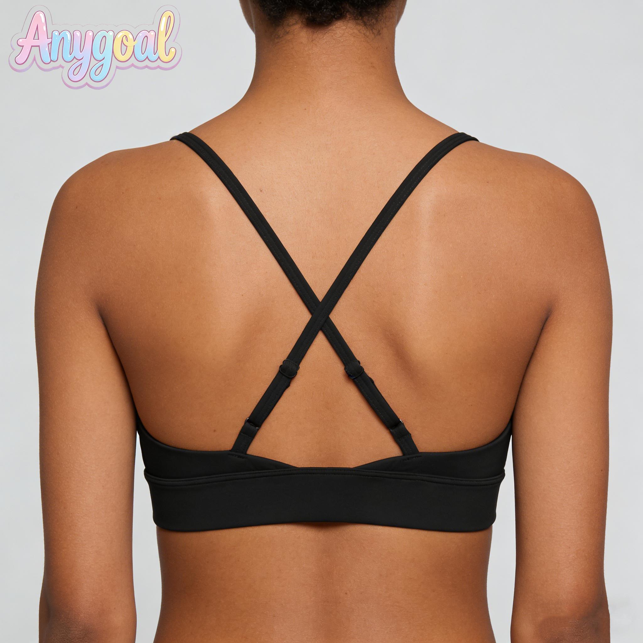 ANYGOAL  Women's bikini top,  tankini swimsuit top, black beach and pool swimwear top, summe swimsuits bikinis swim top Women's Black Criss Cross Swim Top | Trendy 2026 V-Neck