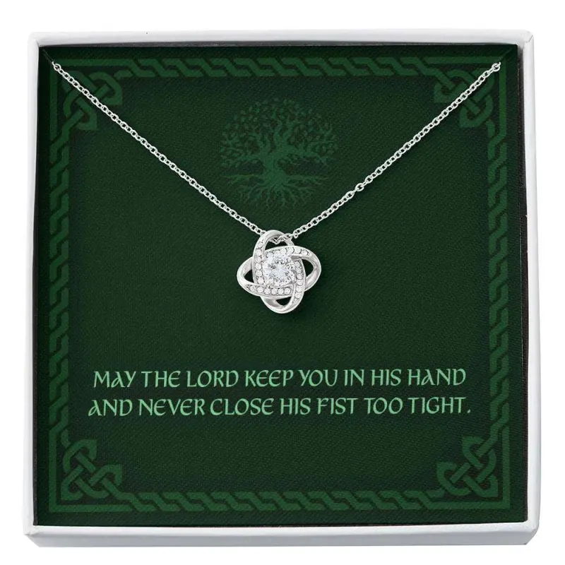 Friend Necklace, May The Lord Keep You In His Hand “ Any Occasion Irish Blessing Love Knot Necklace, Friendship necklace, matching sets, BFF gifts, meaningful jewelry, best friend forever