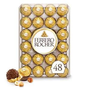 Ferrero Rocher Premium Milk Chocolate Hazelnut, 48 Count – Gourmet Chocolate Gift Box with Whole Hazelnuts & Crispy Wafer Shell