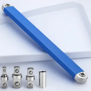 High Torque Wrench Set Socket Wrench Kit with 15 Impact Sockets 1/2 1/4 3/8 Drive Adapters Heavy Duty Anti Slip Tools for Car Repair Mechanical Maintenance DIY Metal Wood Plastic Grinding Cutting Engraving Durable Offset Extension Bar