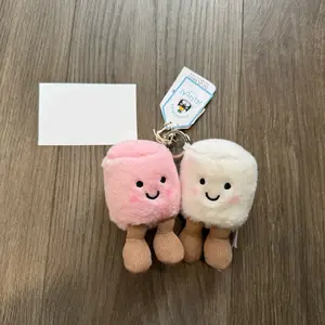 Marshmallow - Soft and Mini-Sized Stuffed Keychain, Cute Animal Food Plushie, Fun Gift Idea for Kids, Birthdays, and Collectors, Keychain Toy