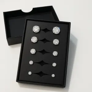 5 Pairs CZ Stud Earrings Set Hypoallergenic 316L Stainless Steel 3–8mm Everyday Sparkle Steel Color Unisex