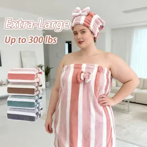 2Pcs Plus Size Women's Bath Skirt Set(Adjustable Bath Skirt+Princess Hair Drying Cap),31.5*82.7in Large Bath Towel, Wearable Towel Skirt, Soft, Absorbent, Quick-Drying, Suitable for Home Shower, Travel Vacations, Beach Swimming, Bedroom, Living Room, Gift