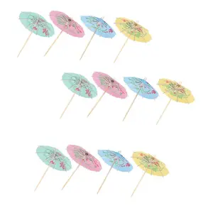 300 Mixed Flower-Wood Paper Cocktail Umbrellas, Parasols for Tropical Party Drinks, Household Appliance Accessories