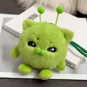 Green Alien Cat Hakimi Plush Doll, Ugly Cute Cat Figure, Bag Pendant Ornament Gift