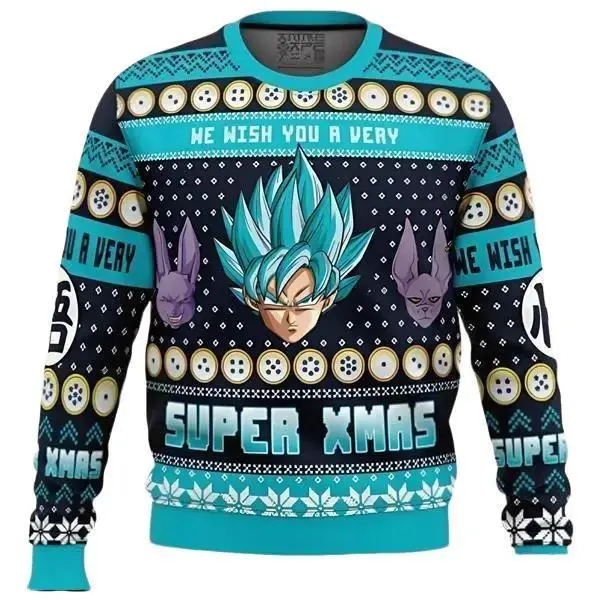 A Very Saiyan Christmas Dragon Ball Z Ugly Christmas Sweater Xmas