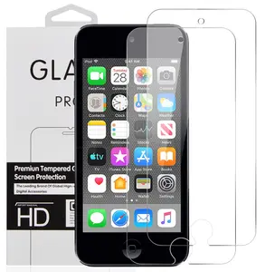 2x Nakedcellphone 9H Hard Tempered Glass Clear Screen Protector Display Guard [Scratch and Crack Saver] for Apple iPod Touch 5th 6th 7th Gen - Twin Pack