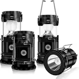 Solar Camping Lantern 4-Pack - Rechargeable LED Lights, Magnetic Base & Foldable Hanging Hook- Collapsible Lamp Battery Powered Perfect for Power Outages, Hiking, Emergencies Adjustable Flashlight Adjustable Tactical Flashlight gifts gift set-SummerVibes