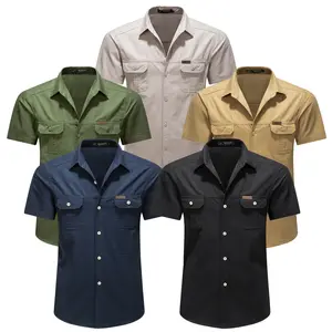 Durable Outdoor-Inspired Short Sleeve Shirt with Versatile Stitching & Functional Pockets – Perfect for Casual Days & Adventures Afield