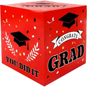 2026 Graduation Decorations Red Black White Graduation Card Box Holder Class of 2026 Party Favors Supplies Accessories Gifts Money Box for Letter Cash Table Decor Congrats Grad Decor