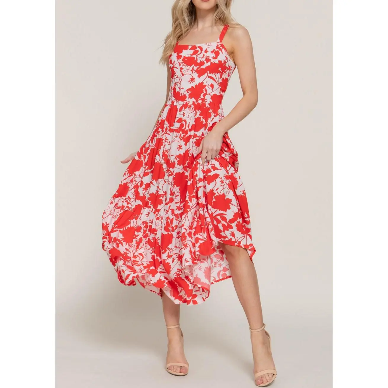 SUNDAY WHITE-RED FLORAL PRINT CAMI MIDI DRESS - TikTok Shop SUNDAY WHITE-RED FLORAL PRINT CAMI MIDI DRESS - TikTok Shop