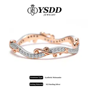 【#206 Eve】Stackable Couple Synthetic Moissanite Ring in 925 Sterling Silver SpringStatements