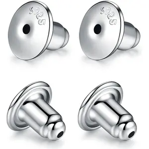 Catinee Locking Earring Backs for Studs,14k Plated White Gold Earrings Back for Studs Secure,Hypoallergenic Earring Back Apply to Earring Backs for Droopy Ears(4pcs/2pair)