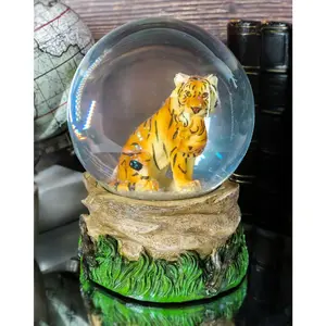 Ebros Forest Jungle Apex Predator Orange Bengal Tiger Glitter Snow Globe 100mm Decor