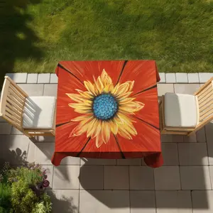 360 stand Square Floral Print Tablecloth - 58x58 in, Contemporary Home Decor, Botanical Vibe, Easy Clean Orange Kitchen Linen, Indoor/Outdoor Household Textile (C1TC5858OML6KS)