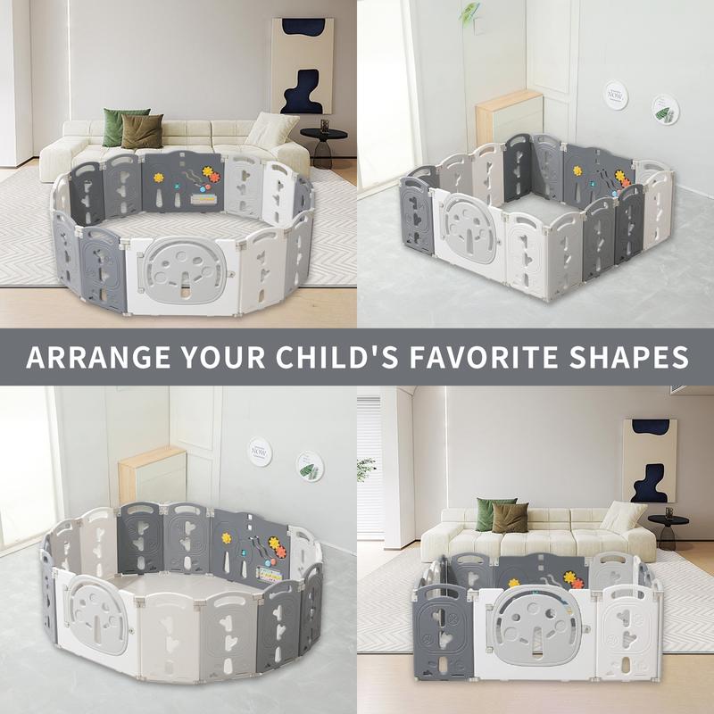 Baby Playpen - Foldable Toddler Play Area with Safety Gates, Portable Design for Indoor & Outdoor Use, Includes 14 Panels for Kids Activity Centre