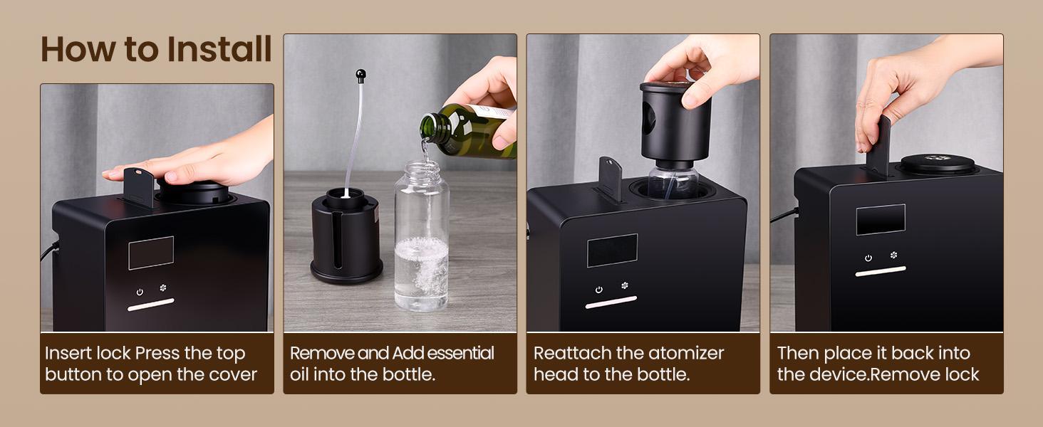 Waterless Essential Oil Diffuser 5000 Sq.Ft Coverage for Large Home, Hotel, or Office, 200ml Cold Air Scent Diffuser Machine with Bluetooth App Control, Quiet No-Heat HVAC Fragrance Diffuser