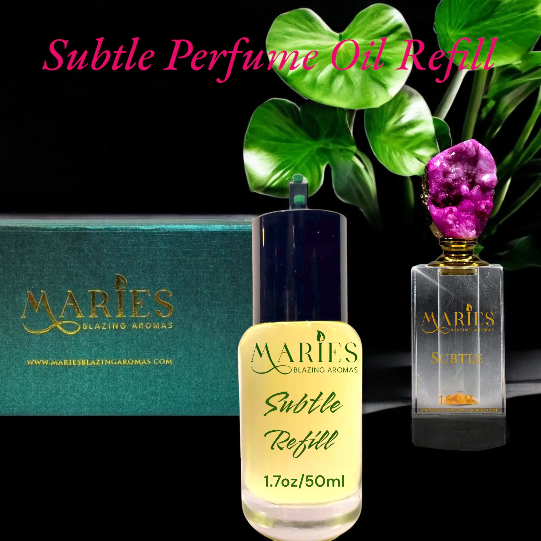 MARIE'S Subtle Luxury Perfume Oil Refill 1.7oz Glass Bottle with Premium Fragrance Oil Blend, Alcohol Free, Includes Custom Logo Box