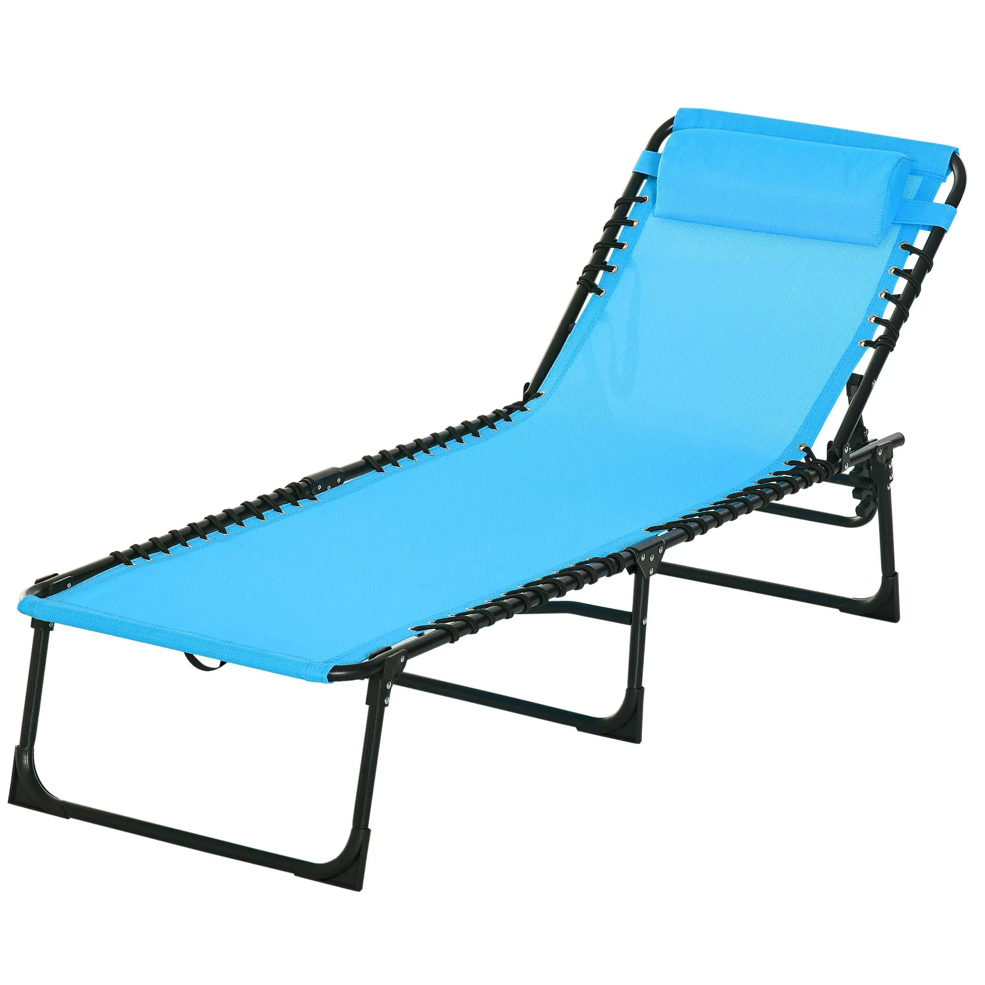 Outdoor Breathable Mesh Bungee Seat Folding Recliner Sunlounger - 4-Level Adjustment Headrest, Multifunctional, Heavy-Duty, Compact Design - Quick Fold Outdoor Chair for Lawn, Poolside, Multifunctional Folding Sunloungers, Quick Fold Sunloungers