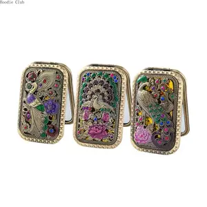 2026 Vintage Peacock Compact Mirror, Embossed Metal Makeup Mirror with 1X/2X Magnification, Portable Folding Travel Mirror, Retro Style Beauty Accessory for Daily Makeup Use, Compact Pocket Mirror for Women, Purse & Travel Essential