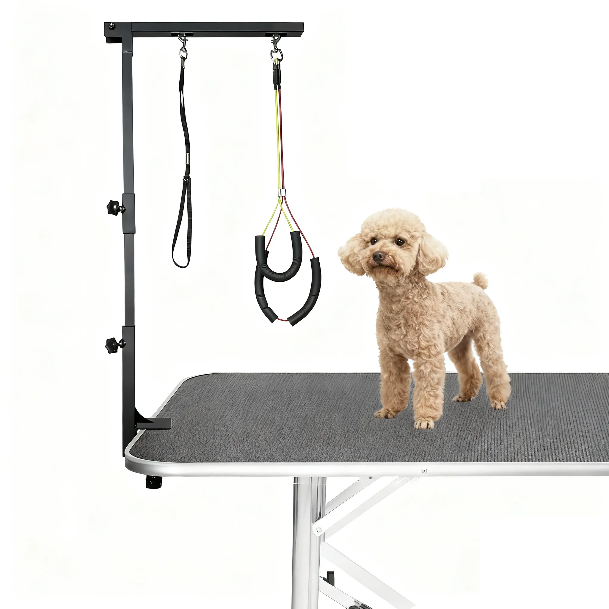 Dog Grooming Arm with Clamp 36" AdjustableHeight Two No Sit Haunch Holders Three SectionDesign for Medium Small Dogs Cats （Not Include the Table）