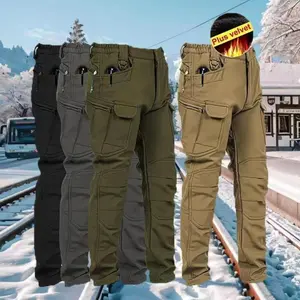 [Windproof/Warm] Windproof Warm Men's Outdoor Military Tactical Pants | Soft Shell Fleece Waist, Woven Fabric, 320G/M², with Pockets, No Belt, Casual Weekend Wear, Autumn/Winter Season