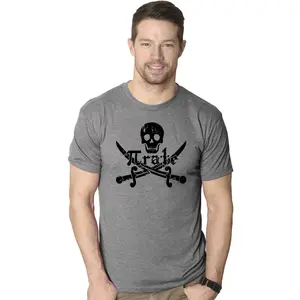 Pirate Skull and Crossbones Math Pi-Rate T-Shirt Funny Mathematical Shirt Mens Funny T Shirts Cool Vintage Fashion T-Shirt Gift Classic Menswear Funny Science Short Sleeve Novelty Tees for Guys Dark Grey