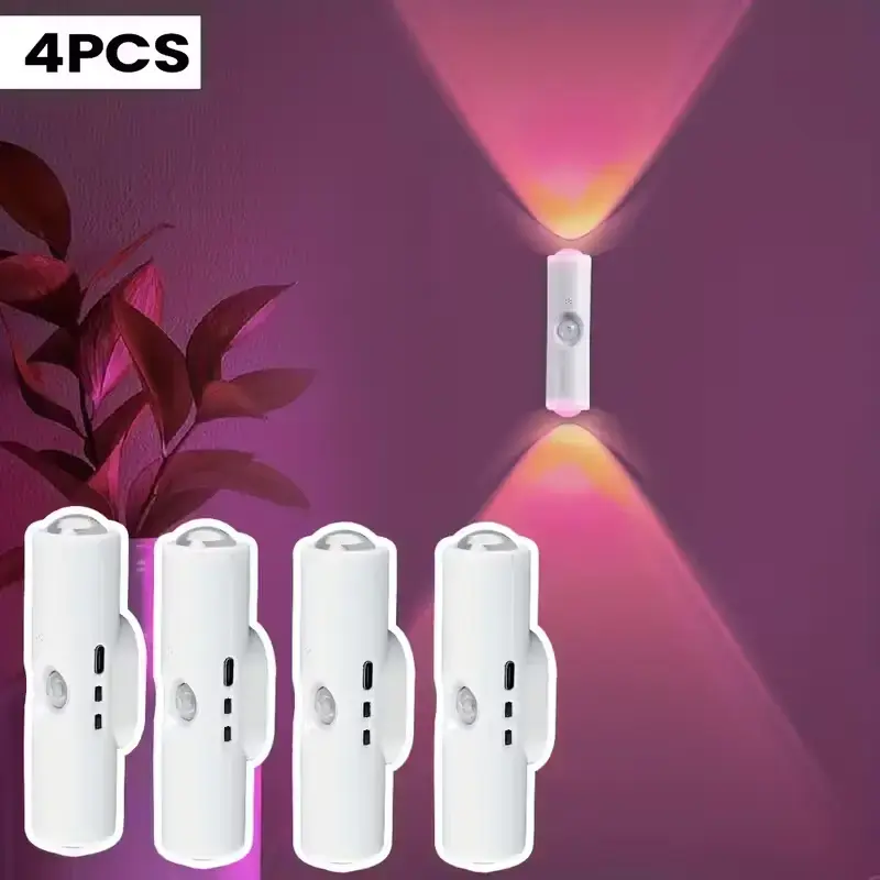 Smart LED Motion Sensor Night Light, Dimmable RGB Color Changing Wall Lamp, USB Rechargeable Gradient Magnetic Stick-on Ambient Light for Bedroom, Hallway, Entryway Home Lighting Decor Accessories