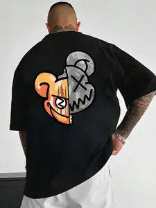 Men's Cartoon Print Short Sleeve T-Shirt, Regular Fit Casual Streetwear Comfy Graphic Tee for Summer, Men's Top for Daily Wear, Crewneck, Casual Street Fashion