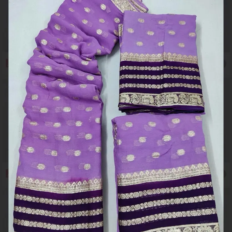 Women's Pure Viscose Georgette Saree - Picot-Done Falls, Comfy Fabric, Solid Caramel Brings Quiet Elegance, Ideal for Weddings, Festivals