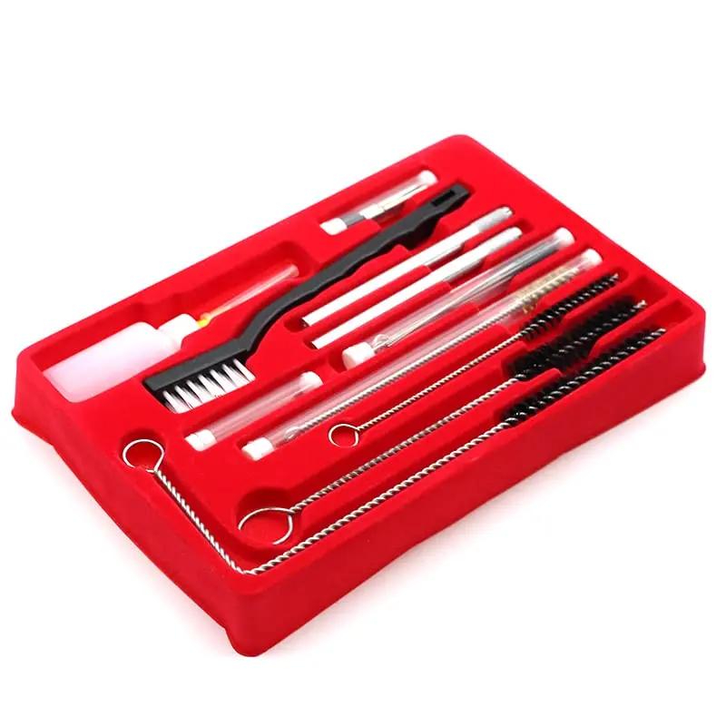 Lauco 22-PCS Automotive Spray Paint Gun Cleaning & Maintenance Comprehensive Tool Set - Wire Brushes, Micro Needles, Compact Storage Tray, Aluminum Holders for Car Body Repair, DIY Enthusiasts, Extended Spray Gun Life, Cleaning & Maintenance Toolset