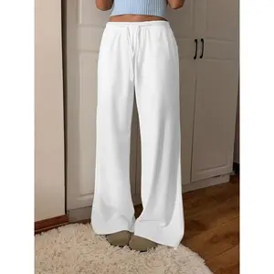 Women's Solid Long Leg Sweatpants, Casual Comfy Trousers for Daily Wear, Ladies Bottoms for Fall & Winter