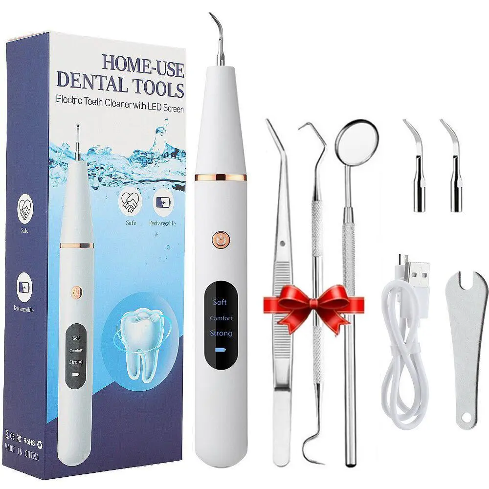 Ultrasonic Tooth Scaler, USB Rechargeable Portable Oral Irrigator, Tartar Remover with 3 Tools, Oral Care Tooth Cleaning Kit for Adults, Dental Oral Irrigator