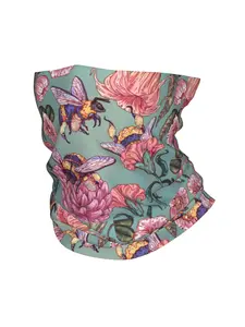 Bee Pattern Thin Bandana Neck Gaiter Wrap Scarf Headband Neck Cover |, Elastane, Street Style