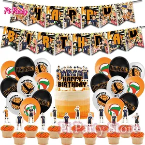 Haikyuu!! Birthday Party Decoration Set Haik Yu Volleyball Boy Pull Flag Cake Size Signage Balloons and Other Party Supplies
