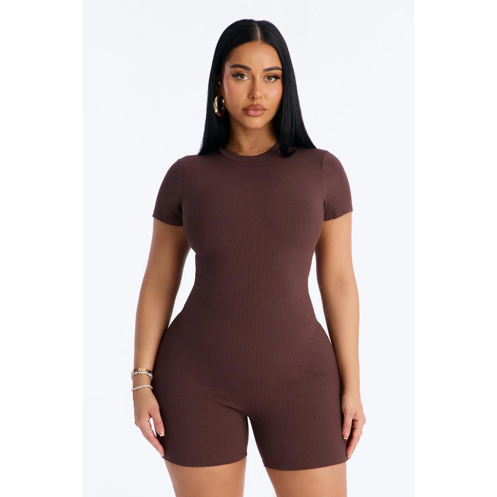 Malia Snatched Romper - Chocolate