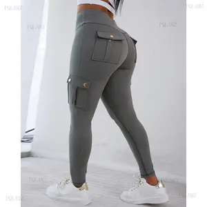 2025WomensButtLiftingLeggingswithFlapPocketsHighWaistTummyControlWorkoutCargoLeggingsYogaPantsStretchableGymTrainingFitness