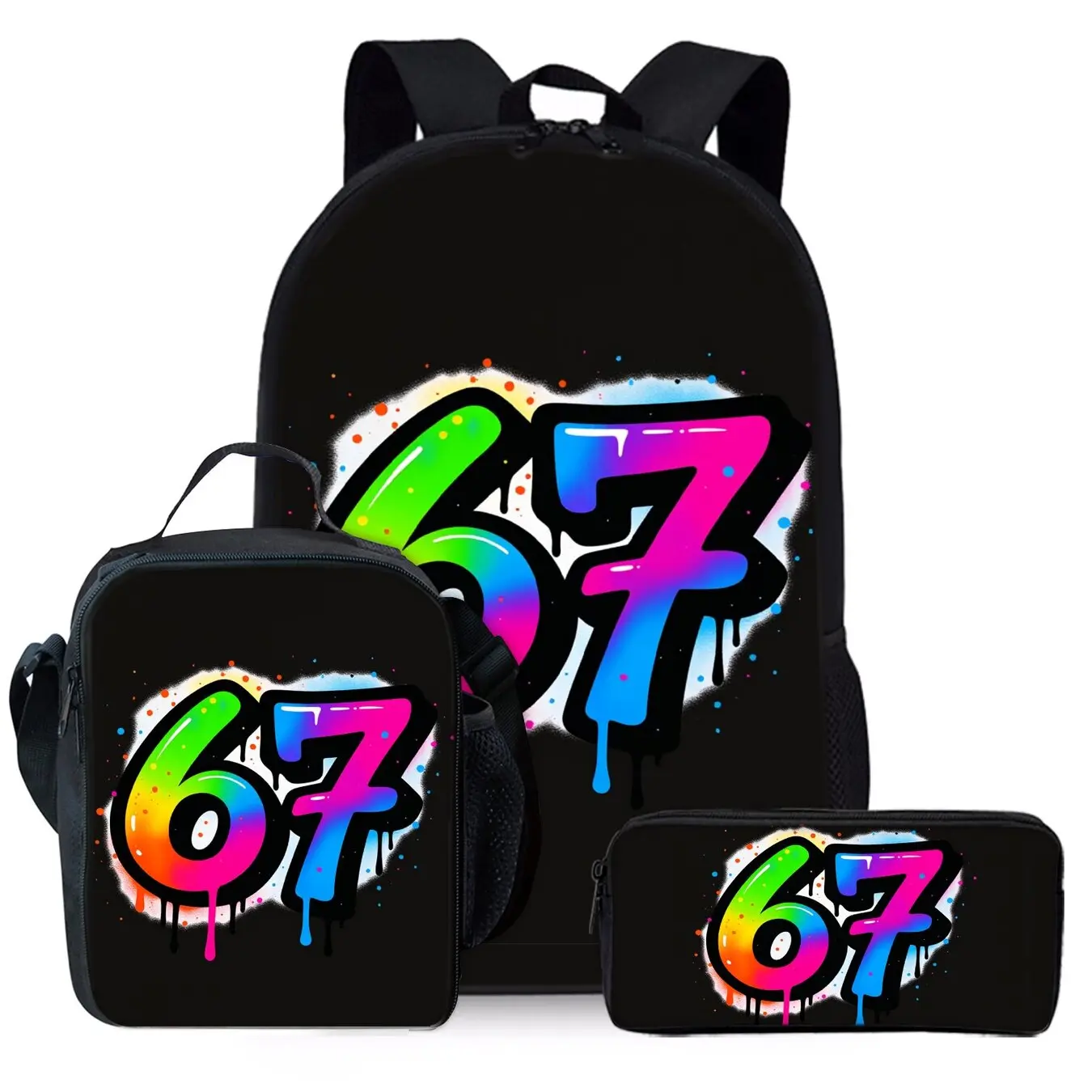 Color number 67 printed three piece set including backpack for
