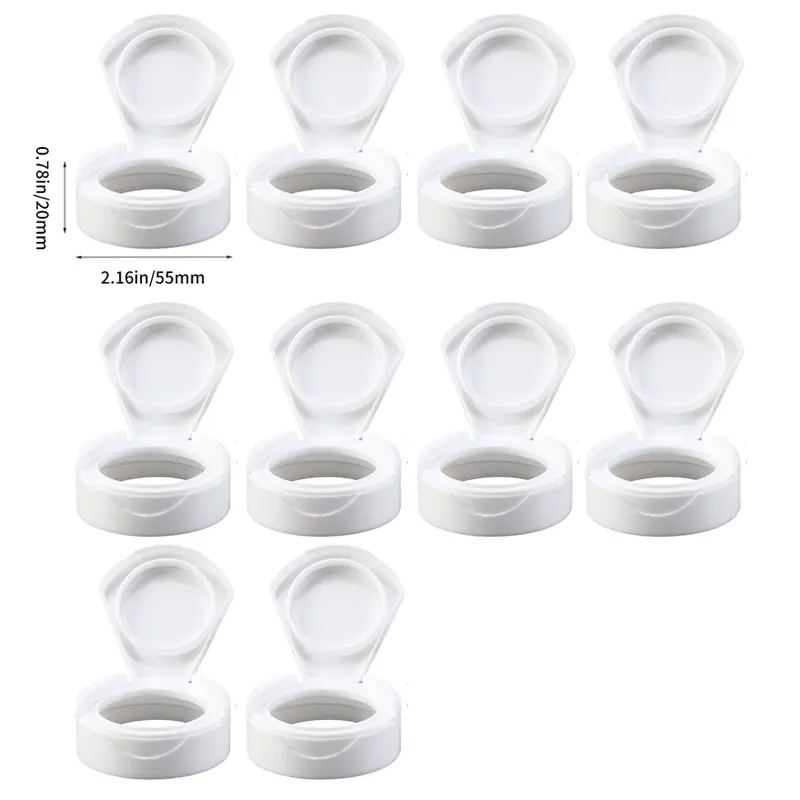 ten white 2.16-inch lids