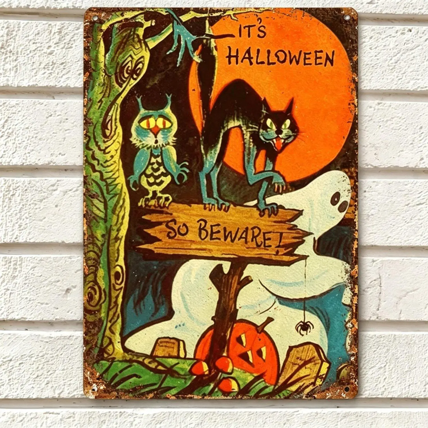 Halloween Prints EasytoHang Versatile DIY for Home Office and More Ideal Gift for Holidays and Special Occasions Metal Sheet Painting Style Decorative Art